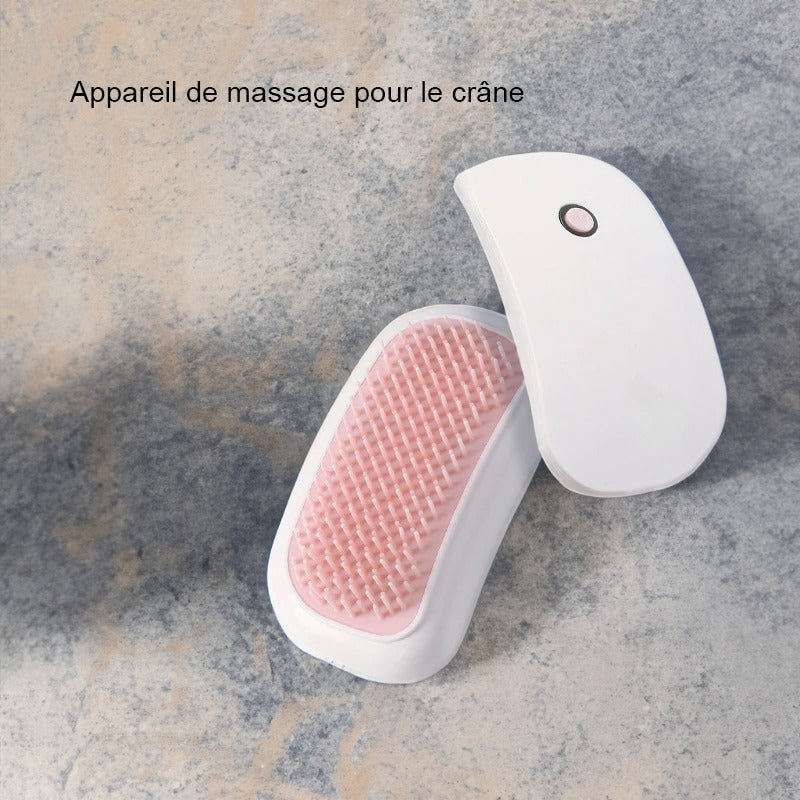 Masseur de Tête Électrique Portable GEESENPAS en Silicone - Peigne Vibrant, Relaxation du Cuir Chevelu, Soulagement de la Fatigue