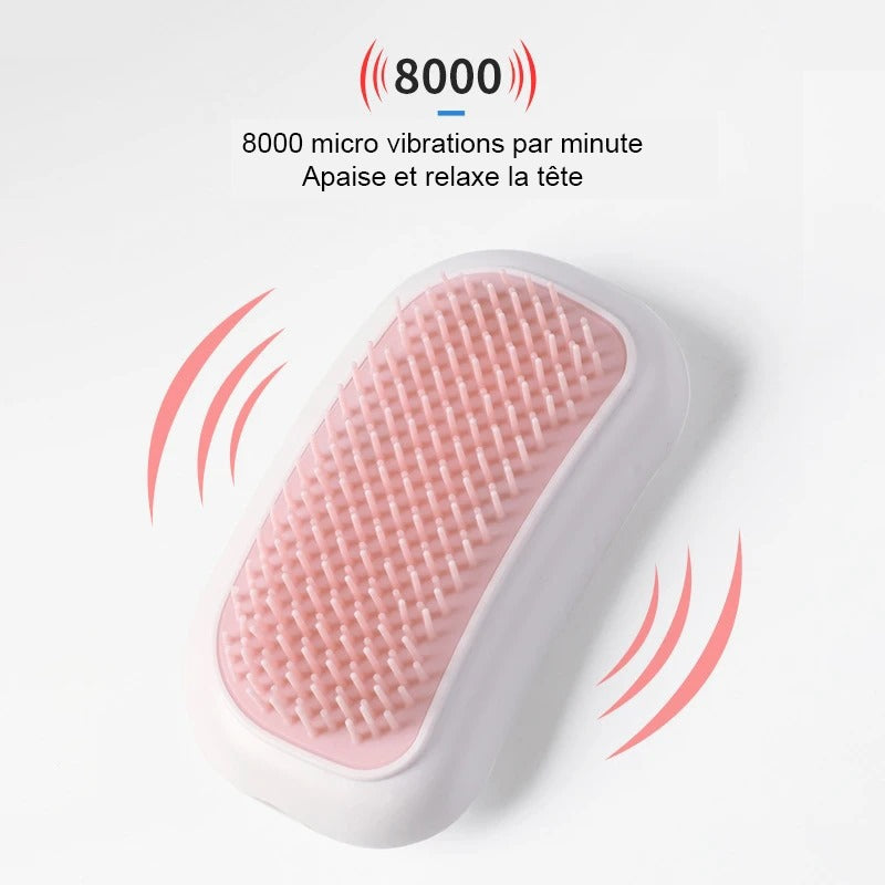 Masseur de Tête Électrique Portable GEESENPAS en Silicone - Peigne Vibrant, Relaxation du Cuir Chevelu, Soulagement de la Fatigue