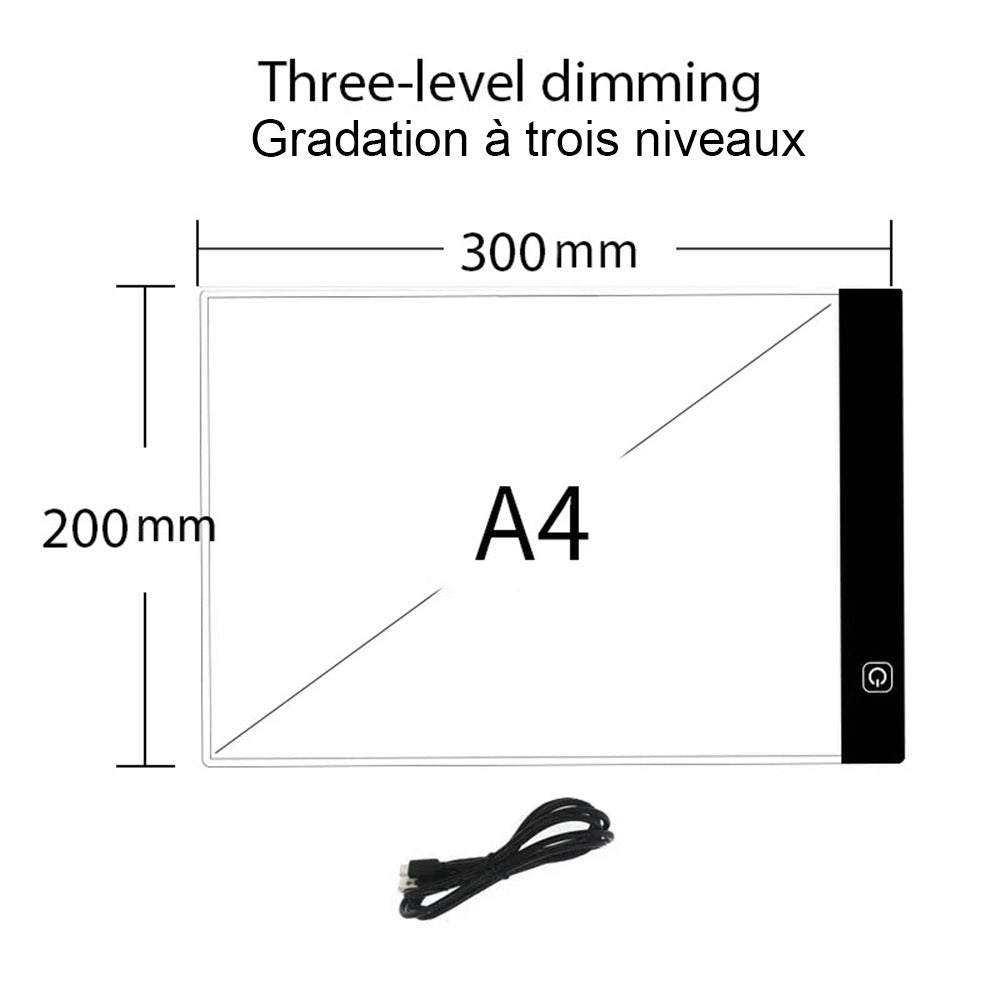 Planche à Dessin LED A4 pour Enfants - Jouet Éducatif Lumineux, Cadeau Créatif pour Petits Artistes, Trois Niveaux de Luminosité