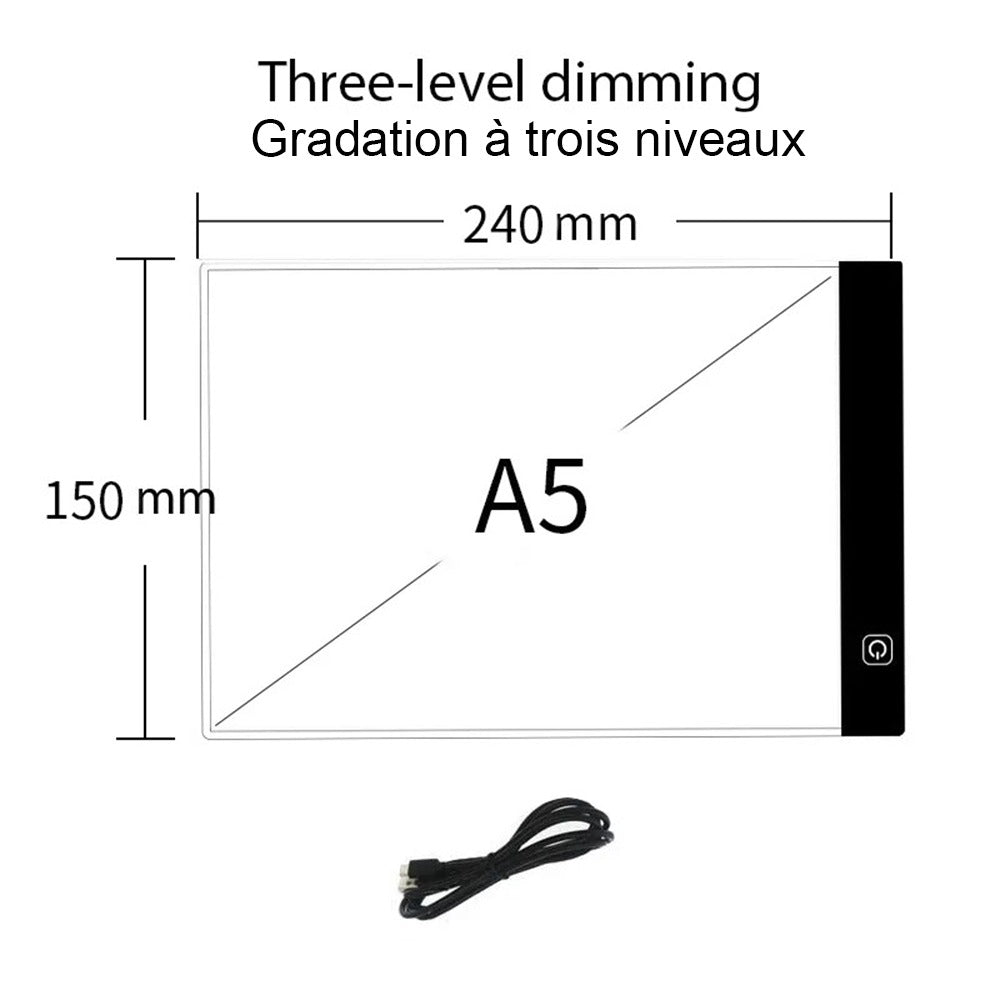 Planche à Dessin LED A4 pour Enfants - Jouet Éducatif Lumineux, Cadeau Créatif pour Petits Artistes, Trois Niveaux de Luminosité