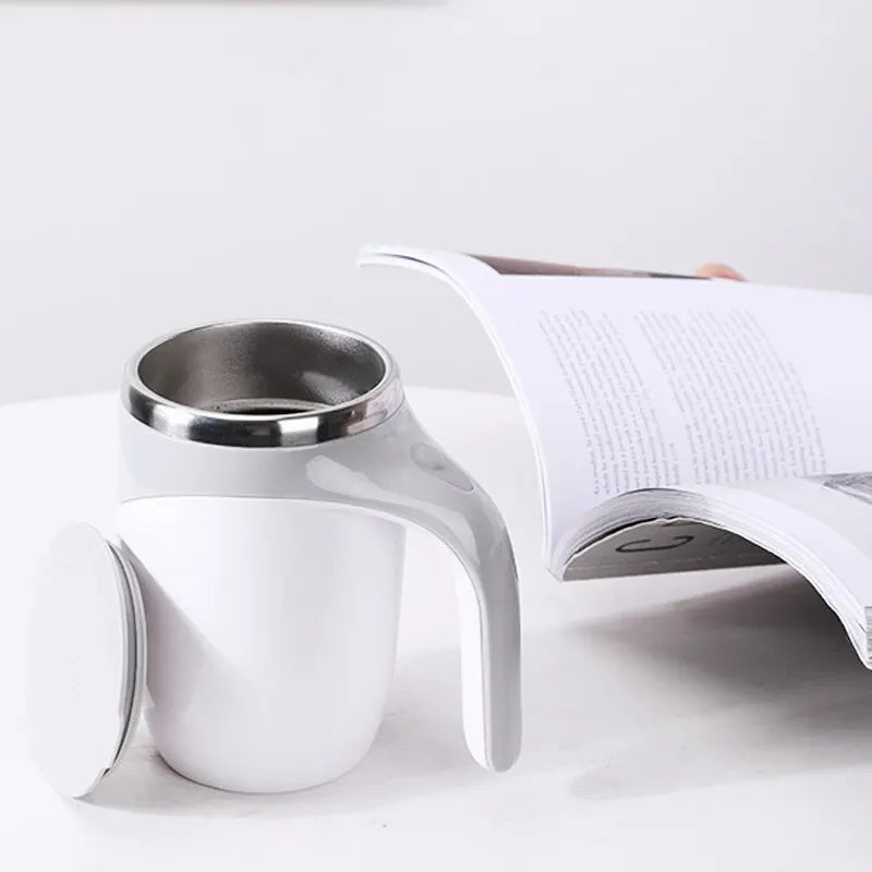 Tasse à Café Magnétique Rotative en Acier Inoxydable - Portable, Arrêt Automatique, Idéale pour Maison et Bureau, 301-400ml