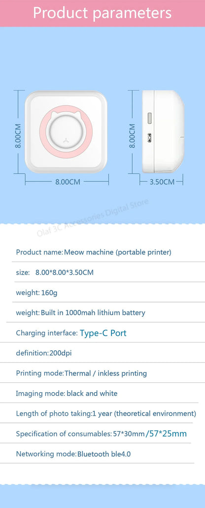 Mini Imprimante Thermique Portable et Économique - L'outil parfait pour vos Étiquettes, Reçus et Photos